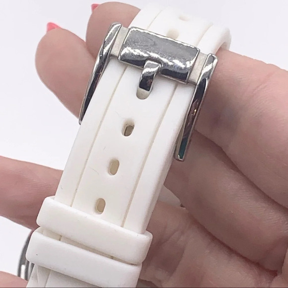 Fossil Jeweled Watch White Latex Band ES2344 - Picture 3 of 5